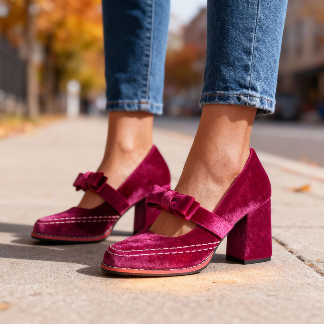 Gracia Mary Jane Block Heel Bow Pump