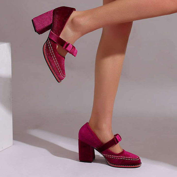 Gracia Mary Jane Block Heel Bow Pump