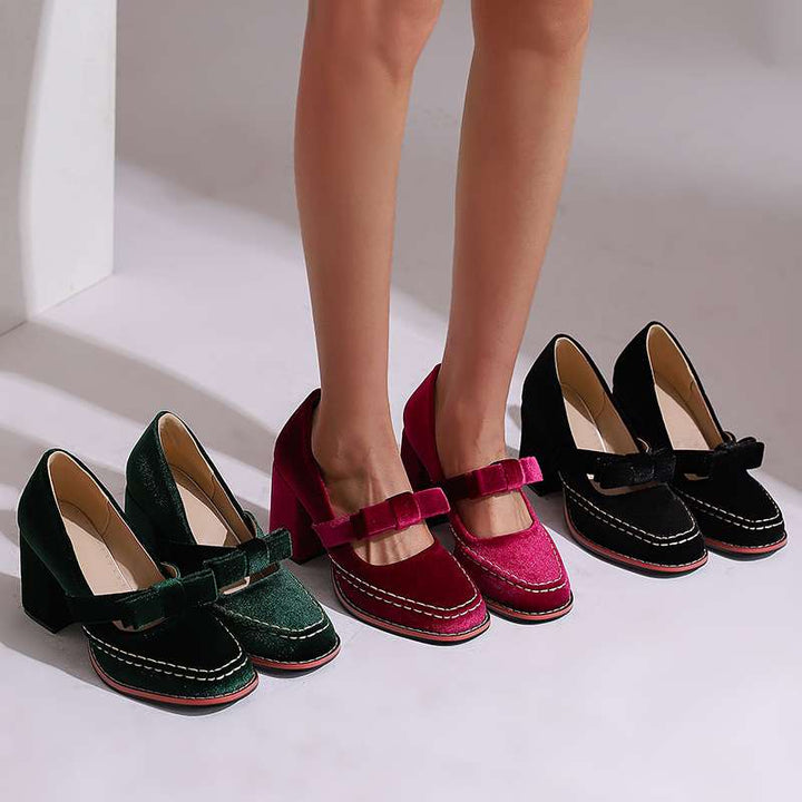 Gracia Mary Jane Block Heel Bow Pump