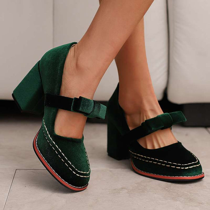 Gracia Mary Jane Block Heel Bow Pump