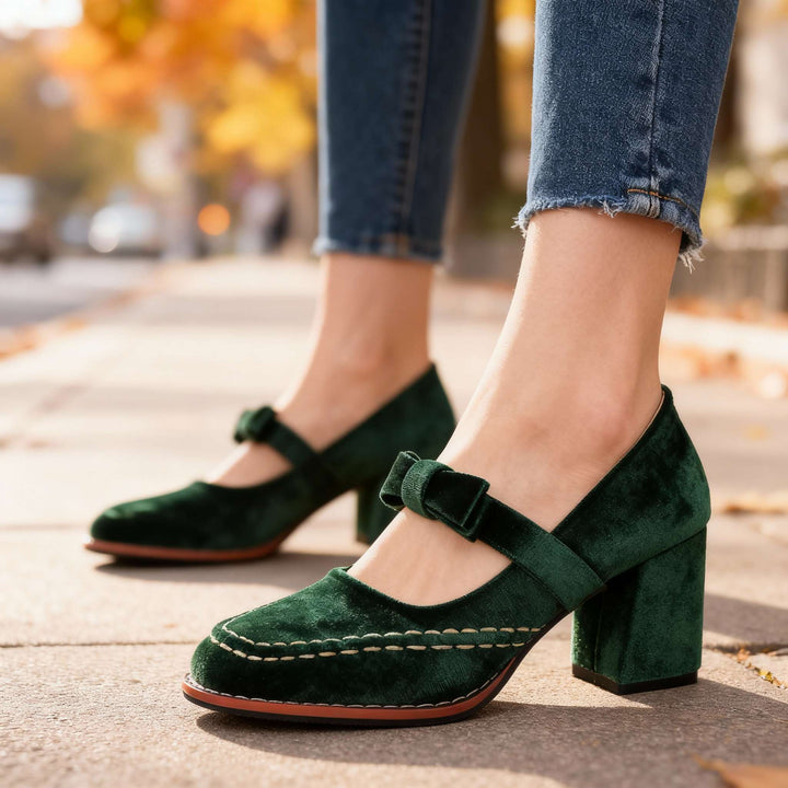 Gracia Mary Jane Block Heel Bow Pump