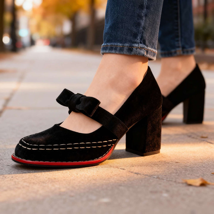 Gracia Mary Jane Block Heel Bow Pump