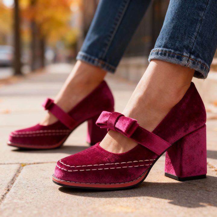 Gracia Mary Jane Block Heel Bow Pump