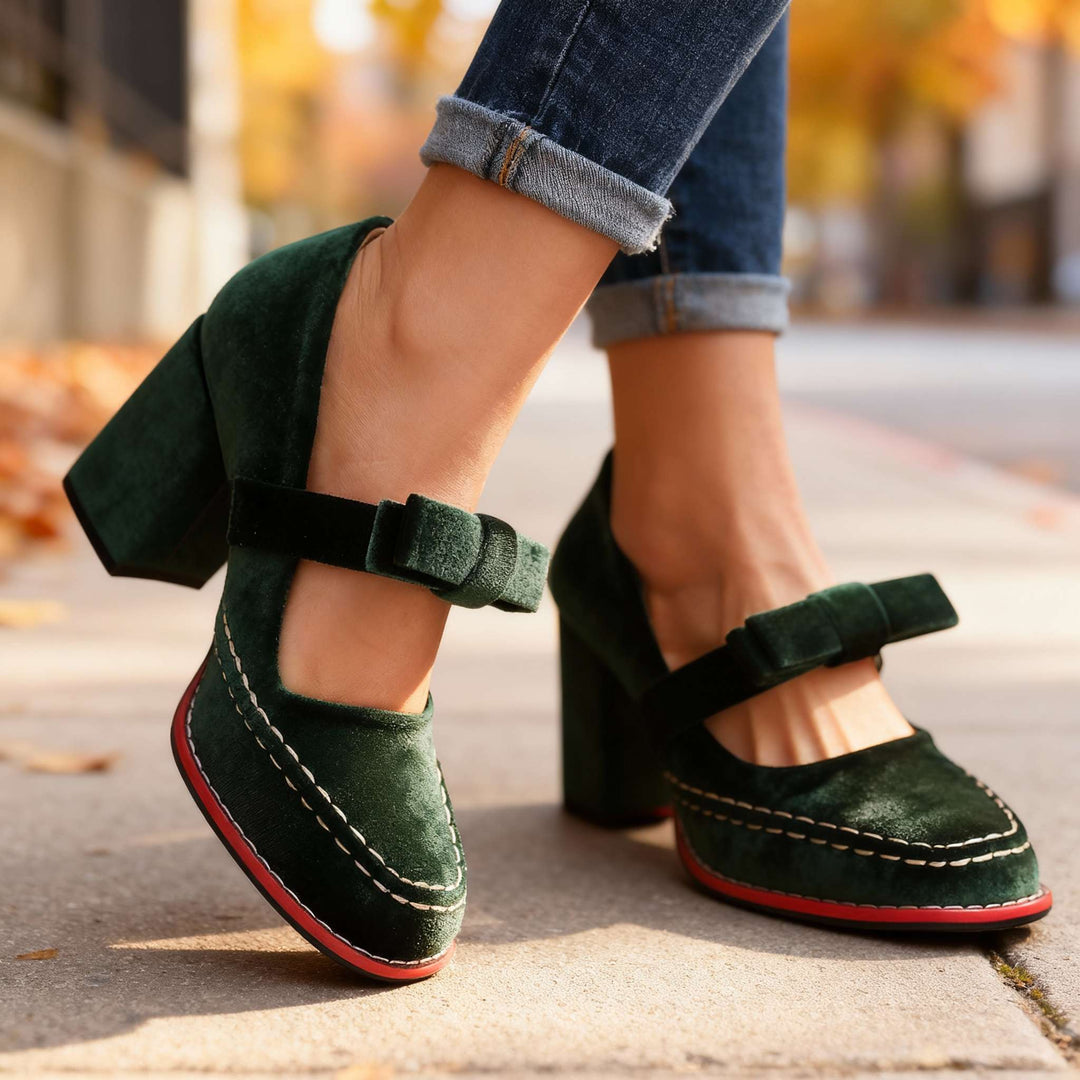 Gracia Mary Jane Block Heel Bow Pump
