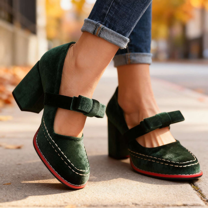 Gracia Mary Jane Block Heel Bow Pump