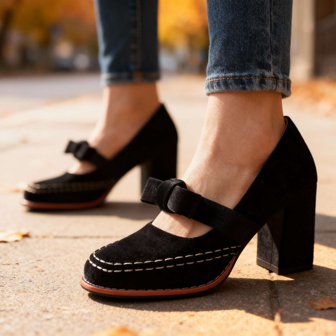 Gracia Mary Jane Block Heel Bow Pump