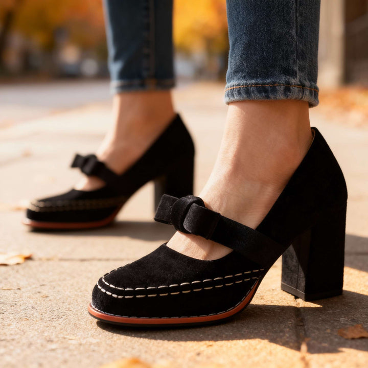 Gracia Mary Jane Block Heel Bow Pump