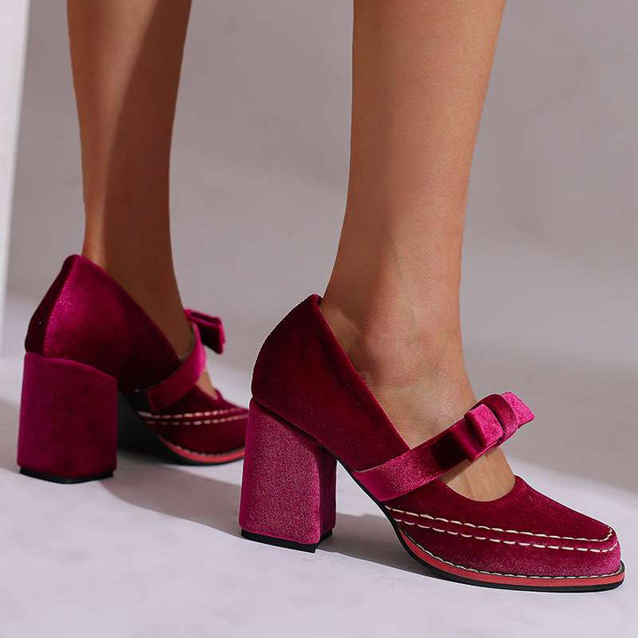 Gracia Mary Jane Block Heel Bow Pump