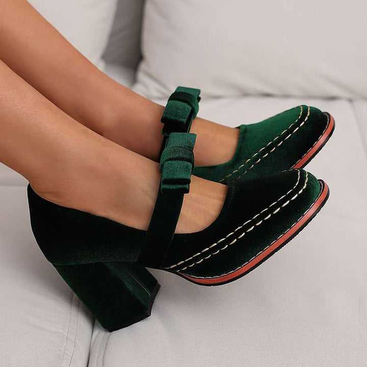 Gracia Mary Jane Block Heel Bow Pump