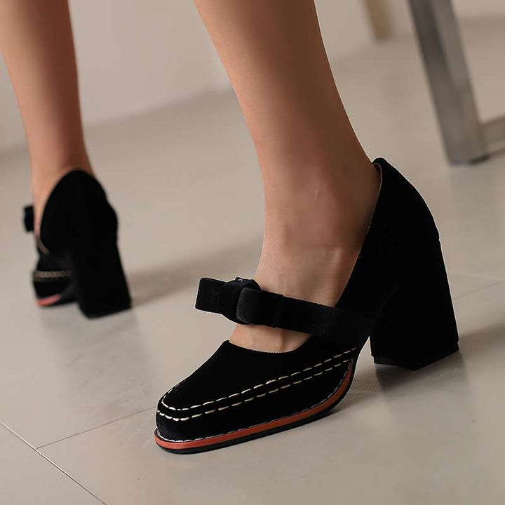 Gracia Mary Jane Block Heel Bow Pump