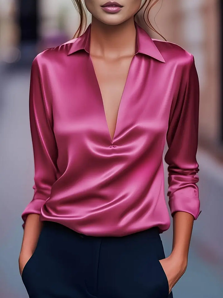Mila Satin Draped Collar Blouse
