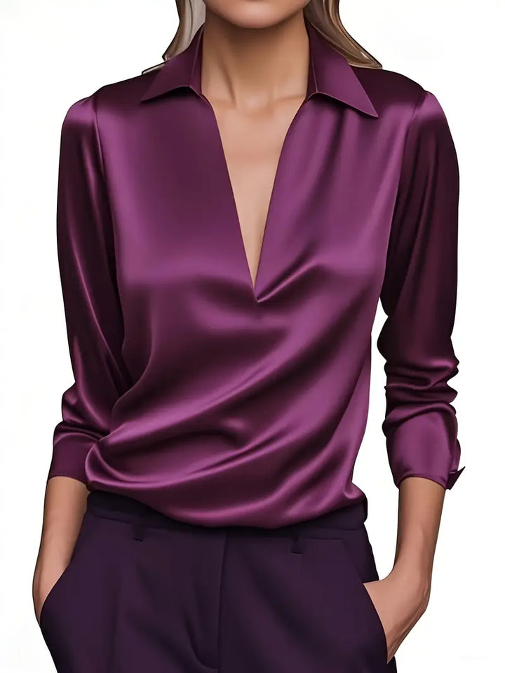 Mila Satin Draped Collar Blouse