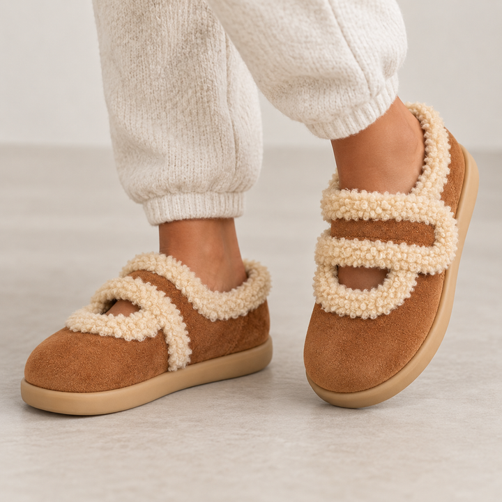 Heleana Warm Fur Suede Slippers