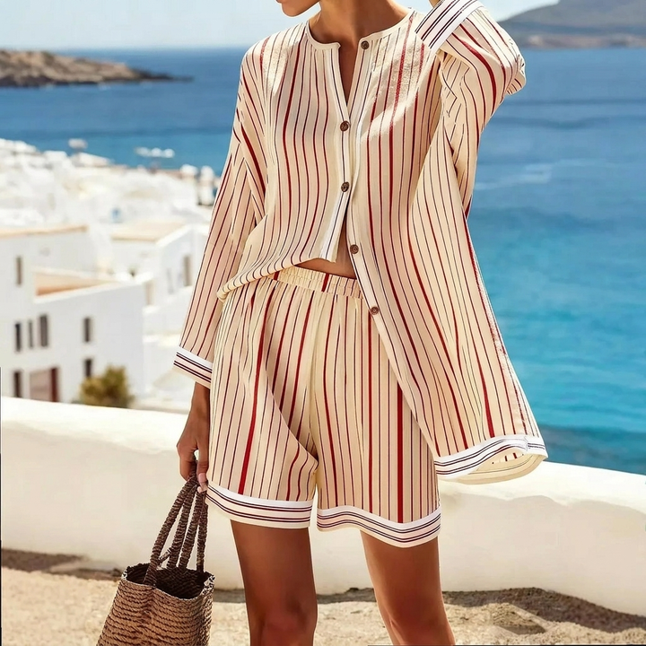 Elessia Striped Breathable Two-Piece Set