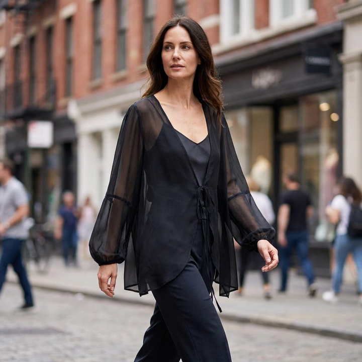 Martina Tie Front Chiffon Blouse