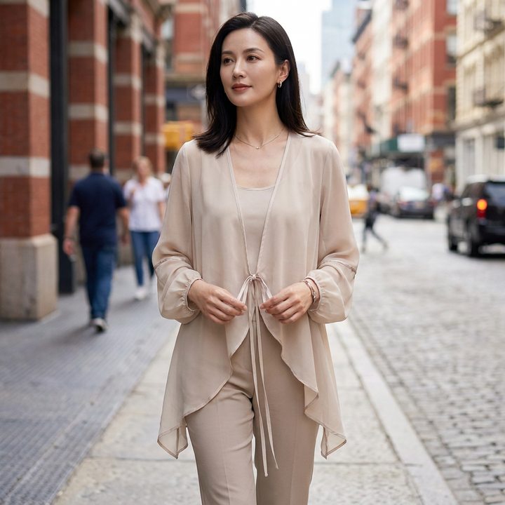 Martina Tie Front Chiffon Blouse