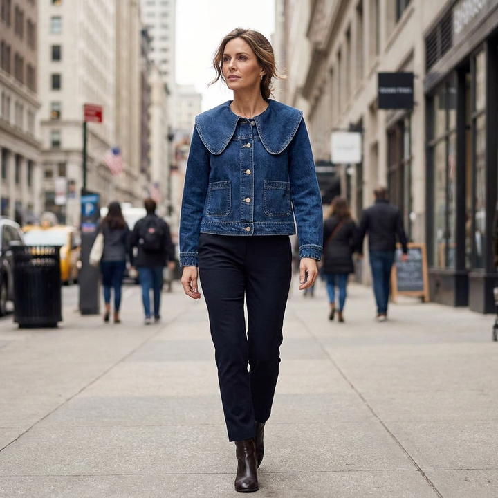 Tressa Oversized Collar Denim Jacket