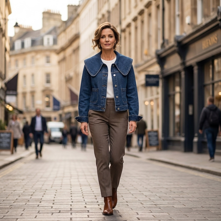 Tressa Oversized Collar Denim Jacket