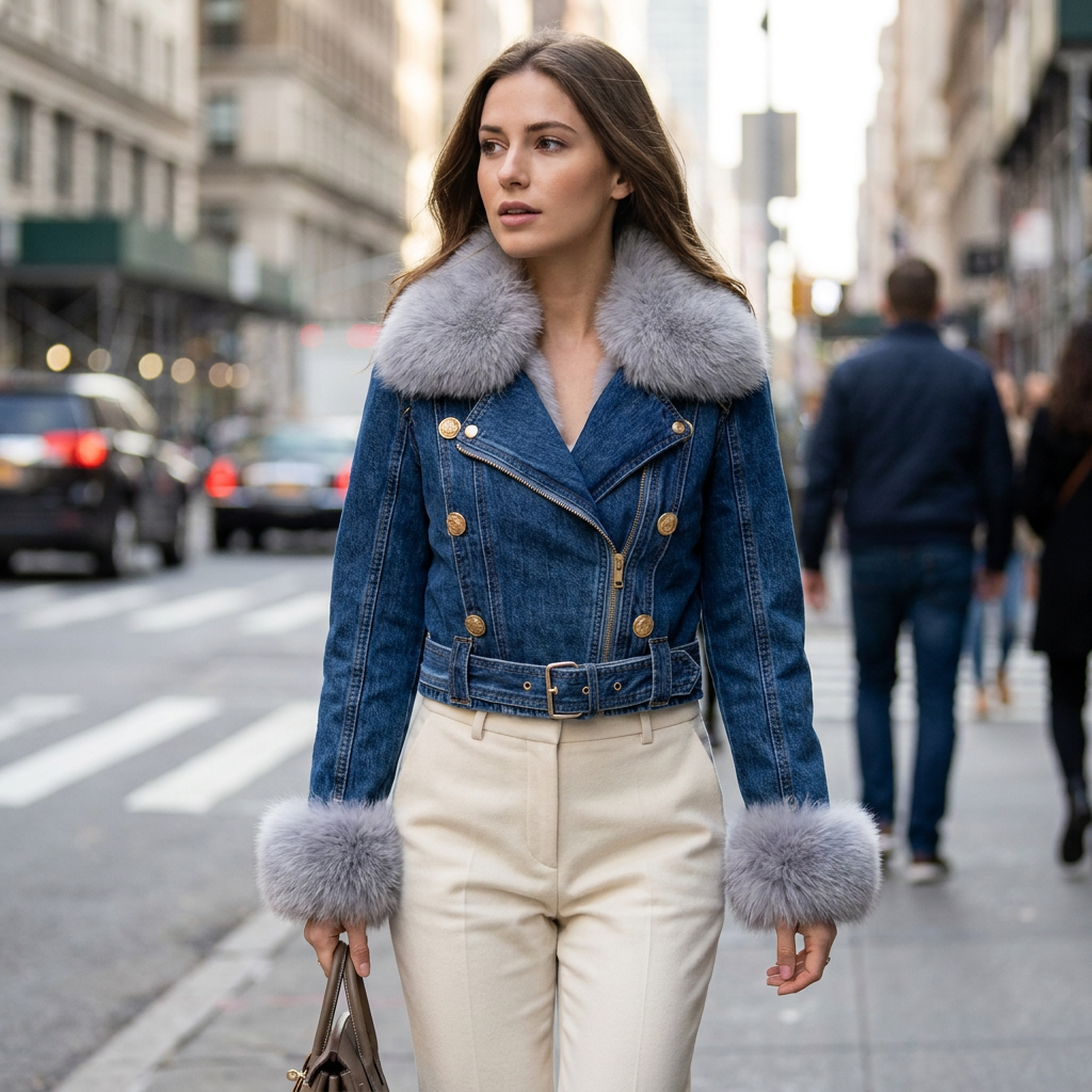Valeria Faux Fur Denim Jacket
