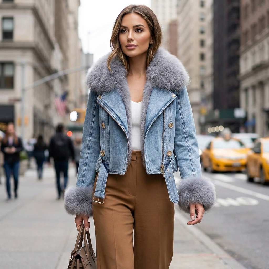 Valeria Faux Fur Denim Jacket