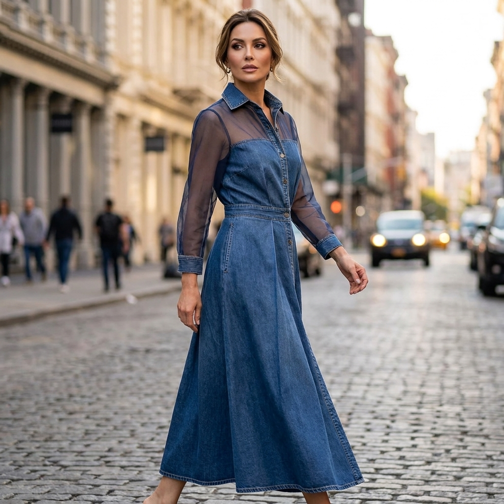 Delphine Denim Midi Dress