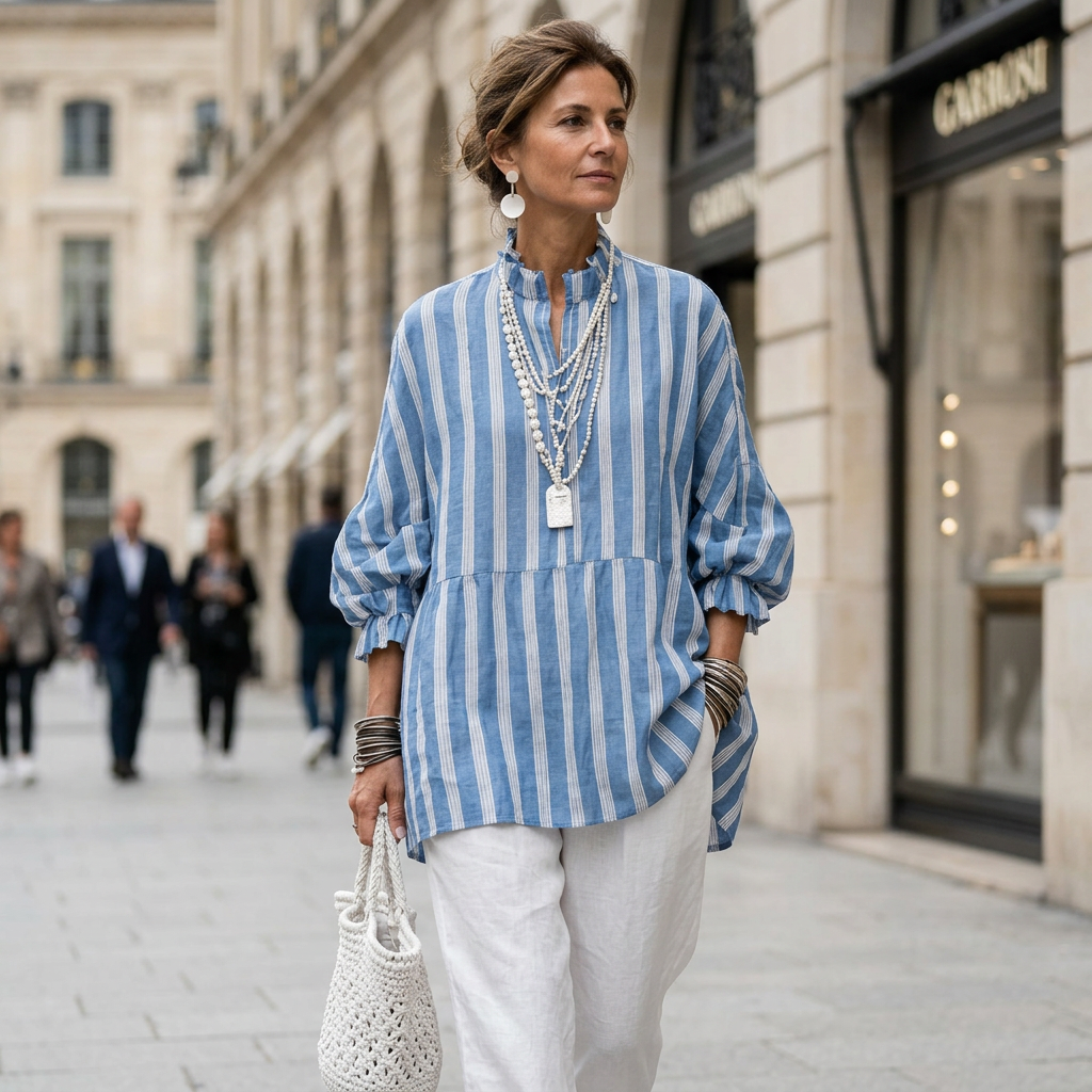 Monica Ruffle Neck Blouse