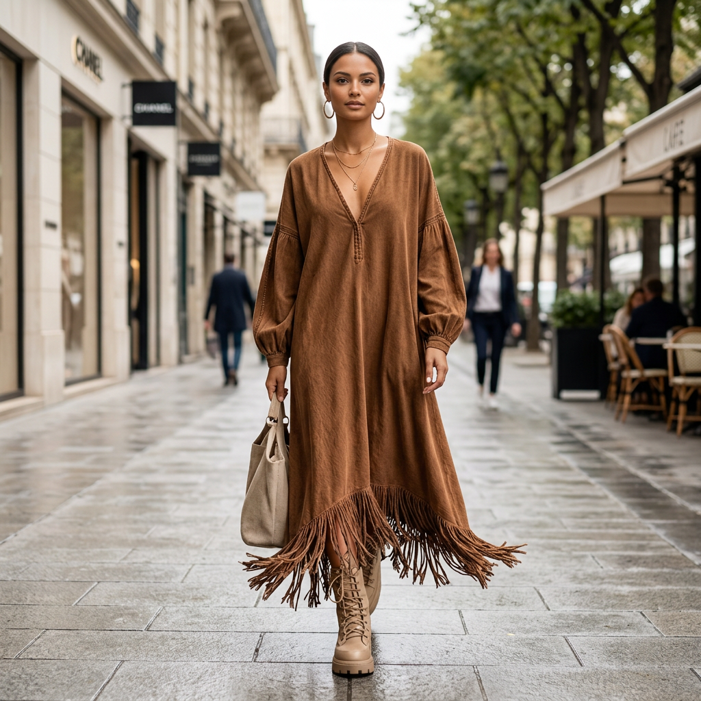 Zarina V-Neck Fringe Dress