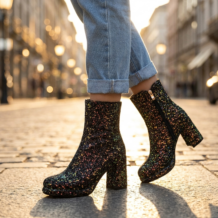 Madona Sequin Heel Boots