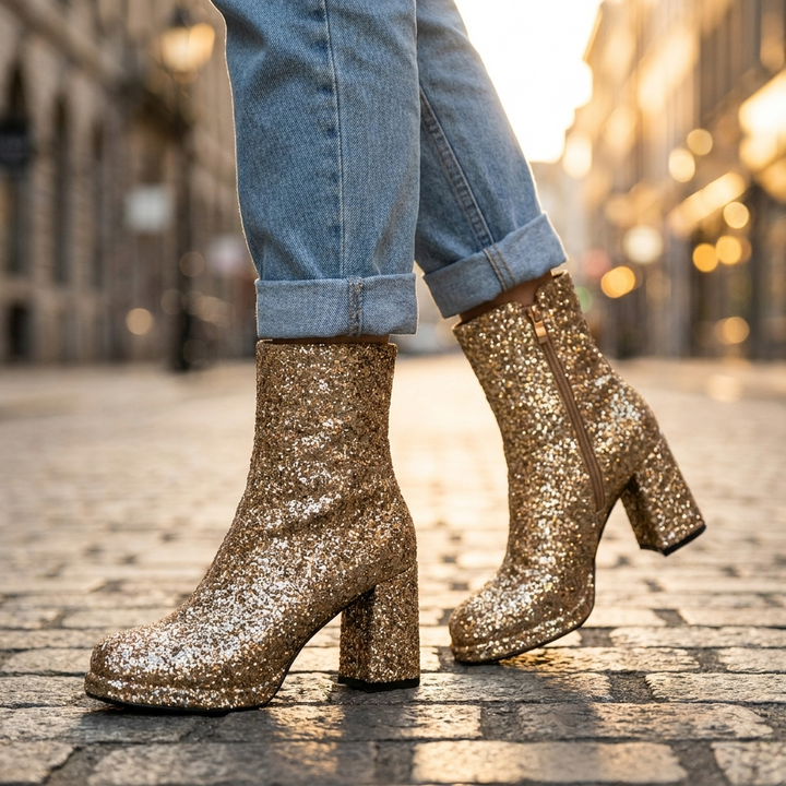 Madona Sequin Heel Boots