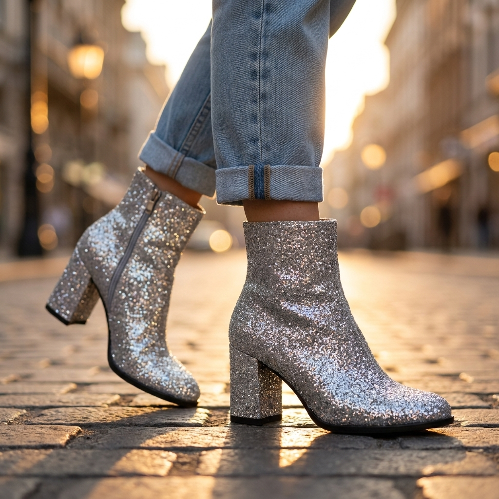 Madona Sequin Heel Boots