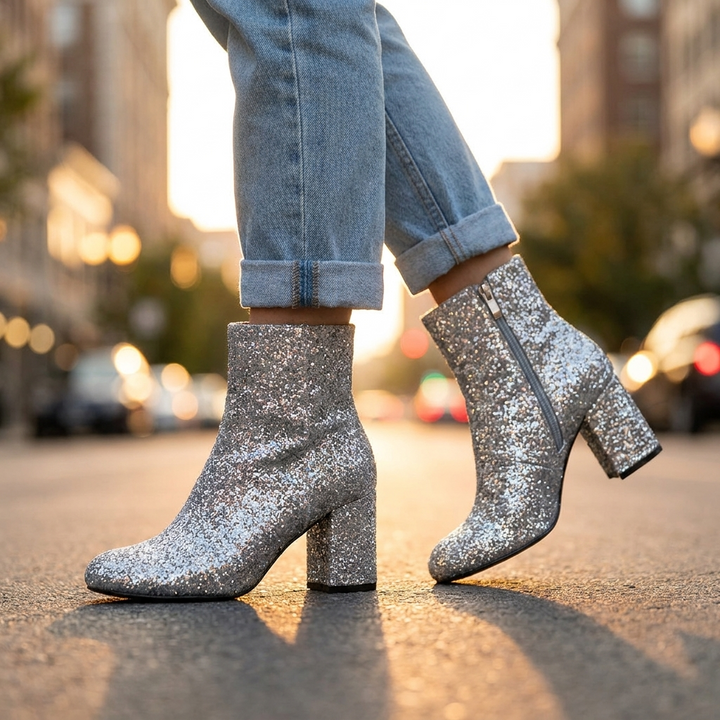 Madona Sequin Heel Boots