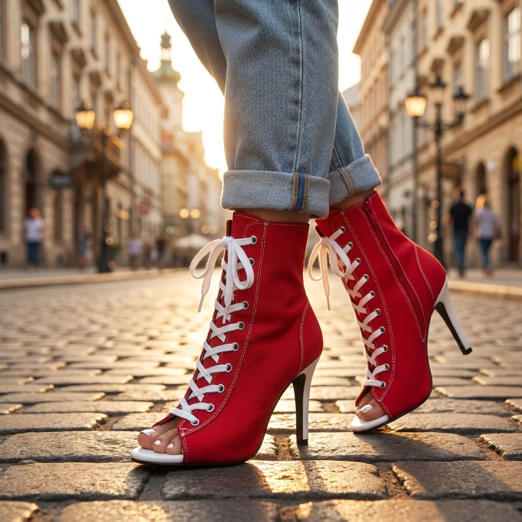 Akira Lace Up Heel Booties