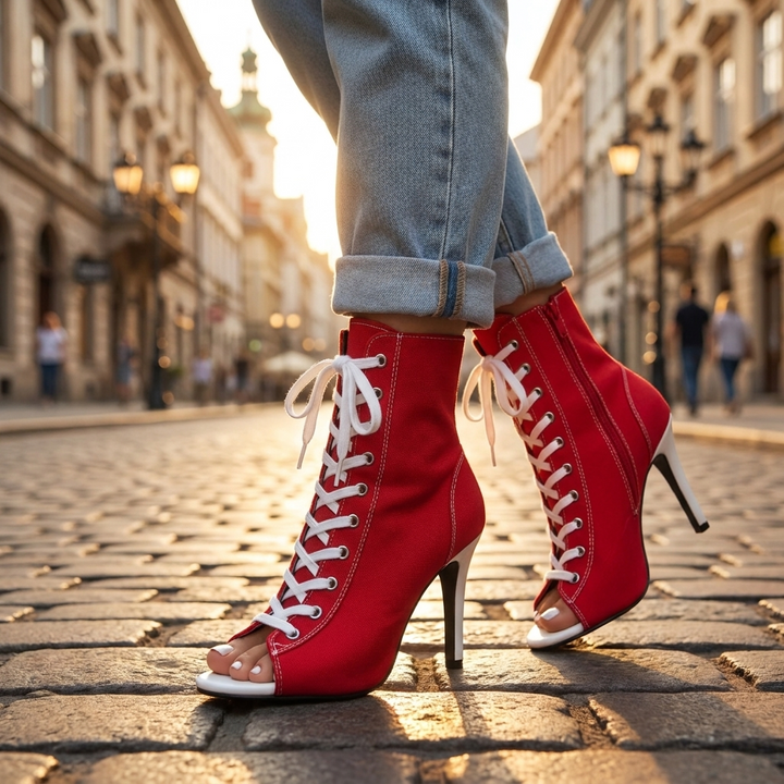 Akira Lace Up Heel Booties