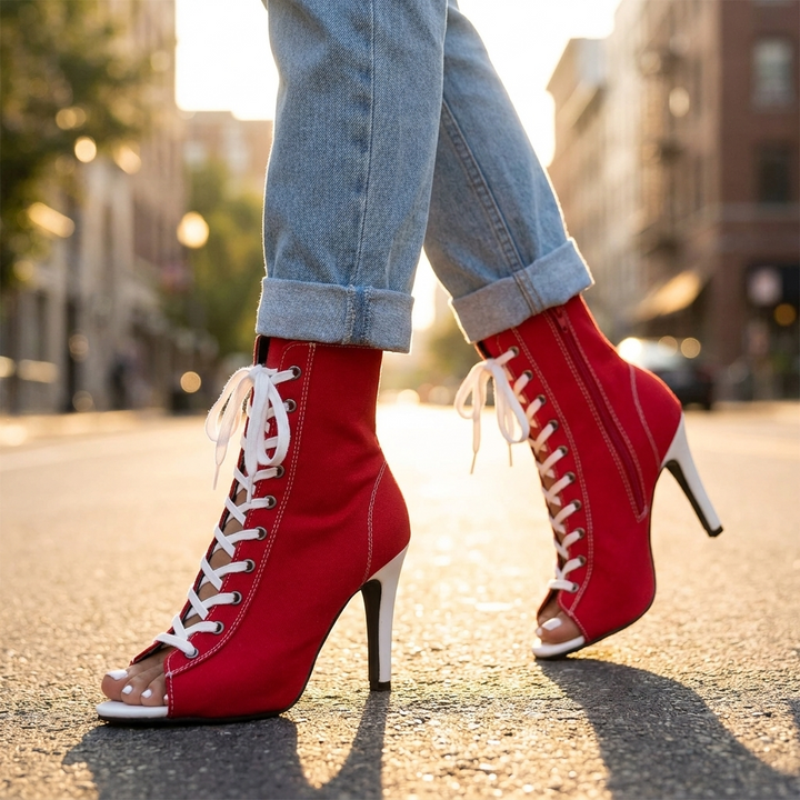 Akira Lace Up Heel Booties