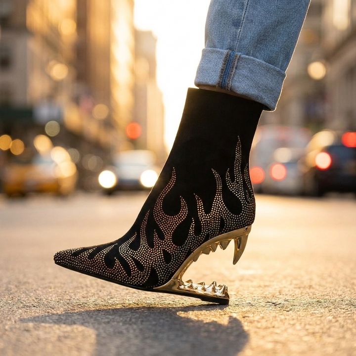 Aziel Rhinestone Heel Boots