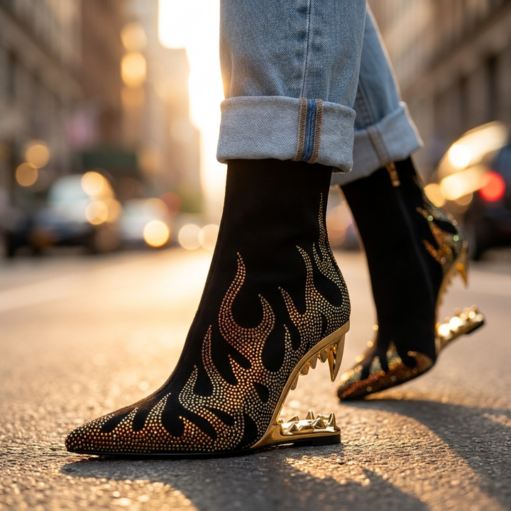 Aziel Rhinestone Heel Boots