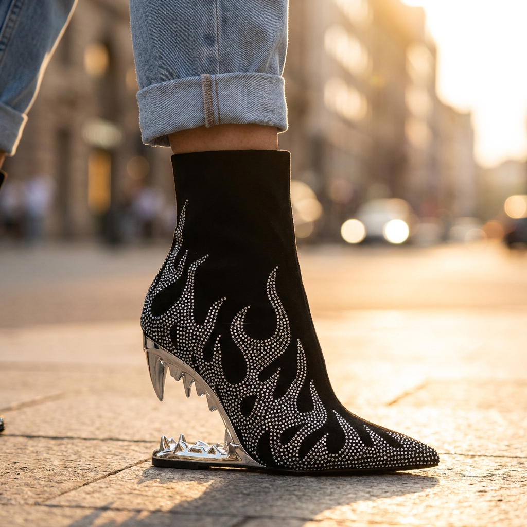 Aziel Rhinestone Heel Boots