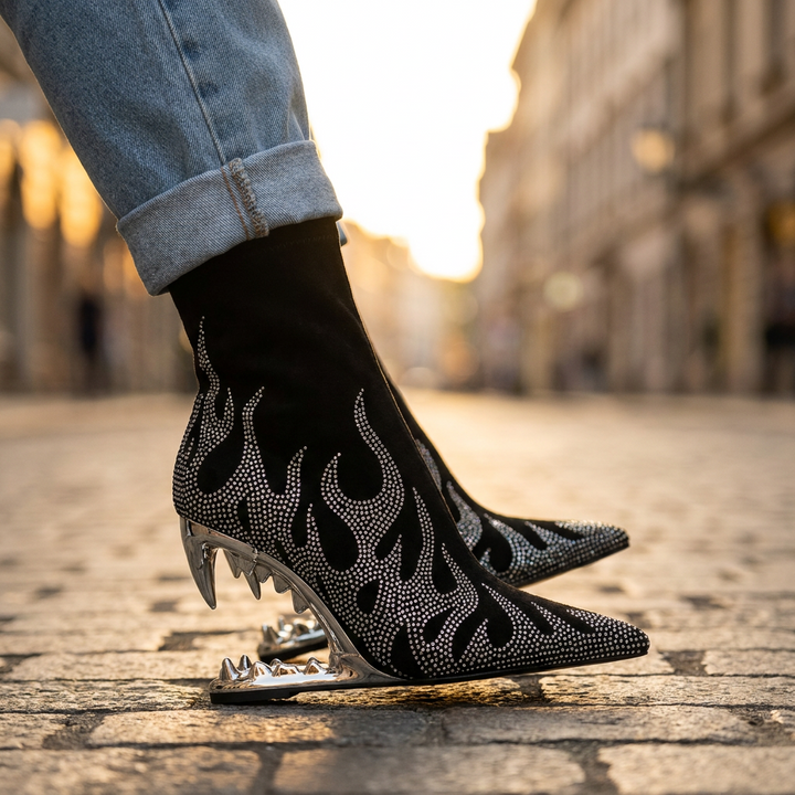 Aziel Rhinestone Heel Boots
