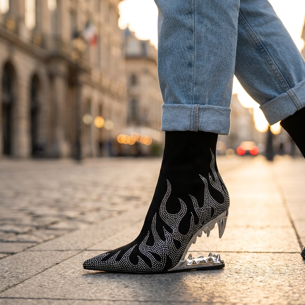 Aziel Rhinestone Heel Boots