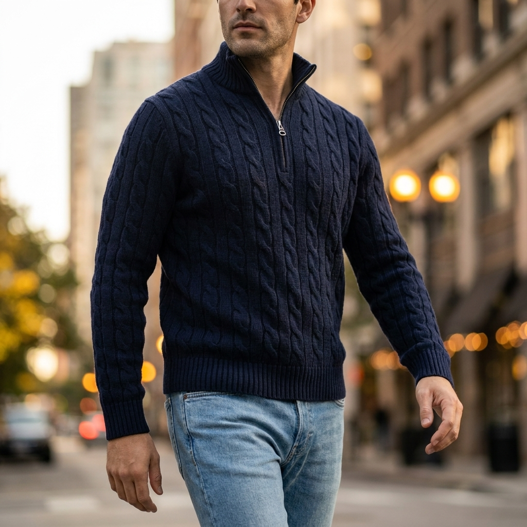 Grayson Half Zip Cable Sweater