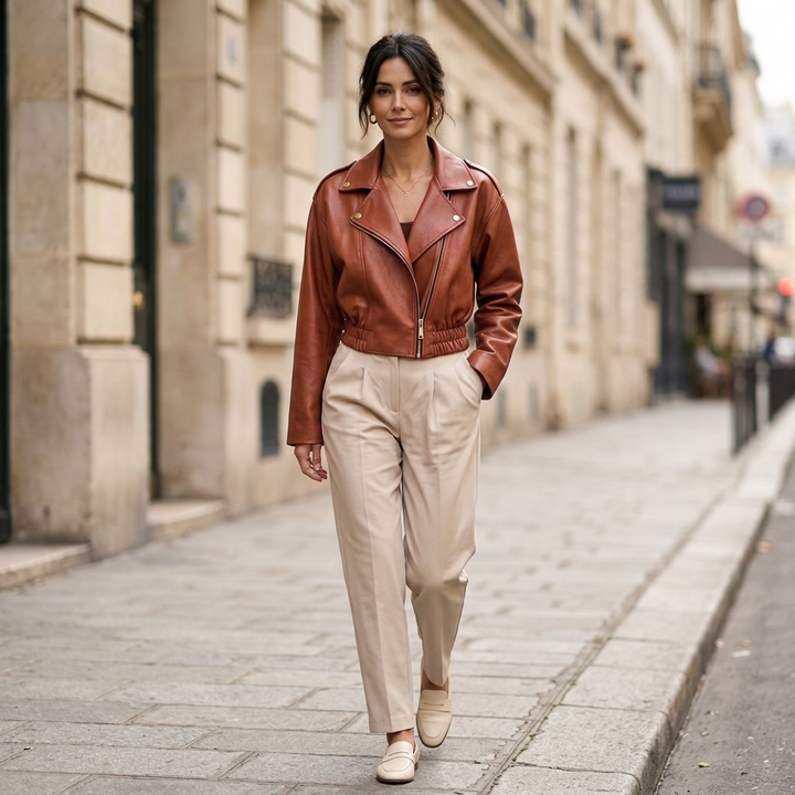 Marielle Cropped Moto Jacket