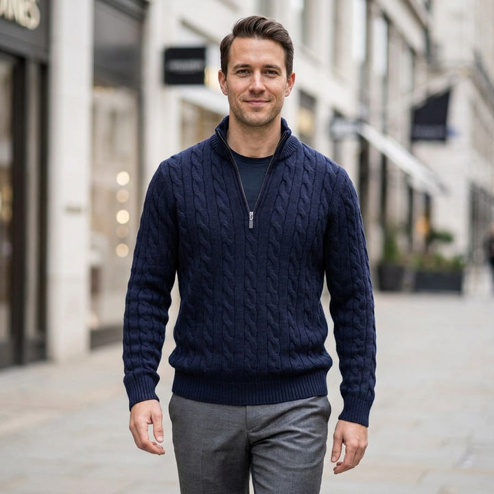 Grayson Half Zip Cable Sweater