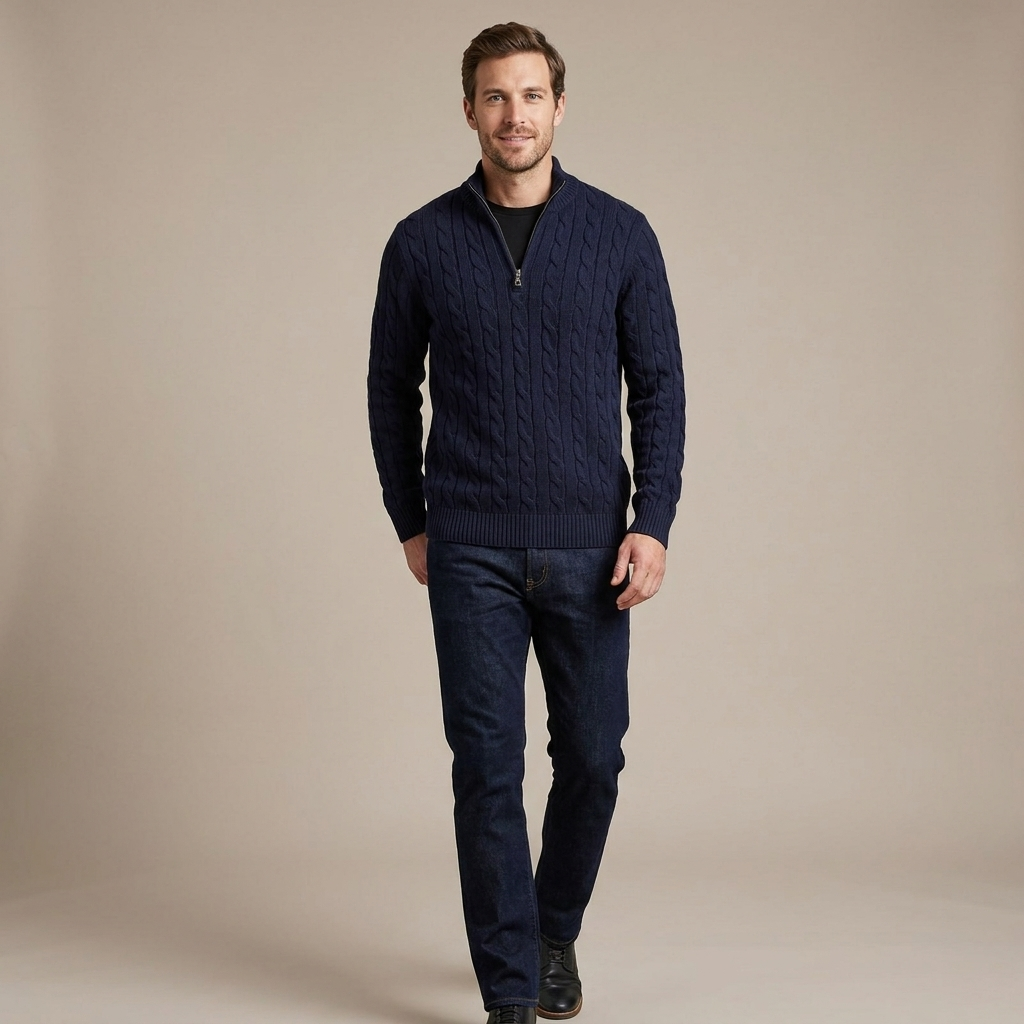 Grayson Half Zip Cable Sweater