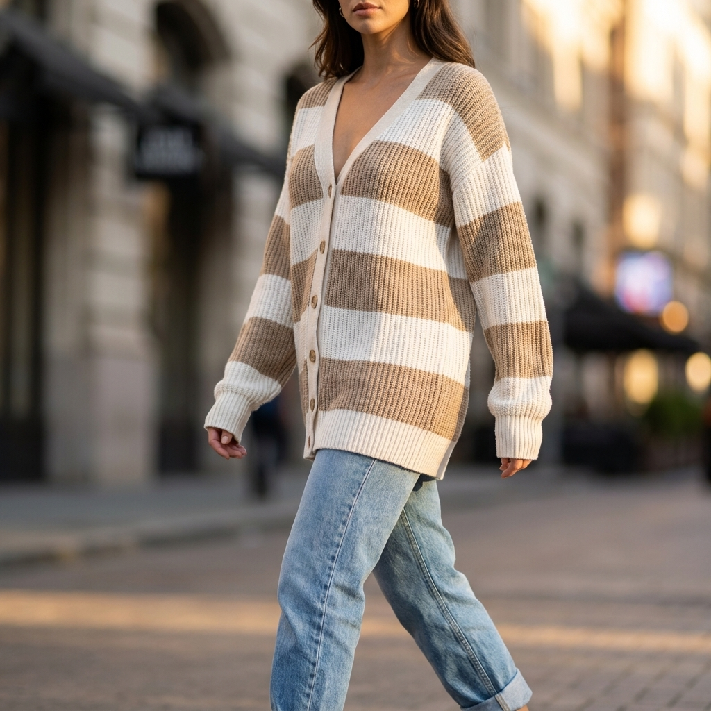 Margaux Striped Knit Cardigan