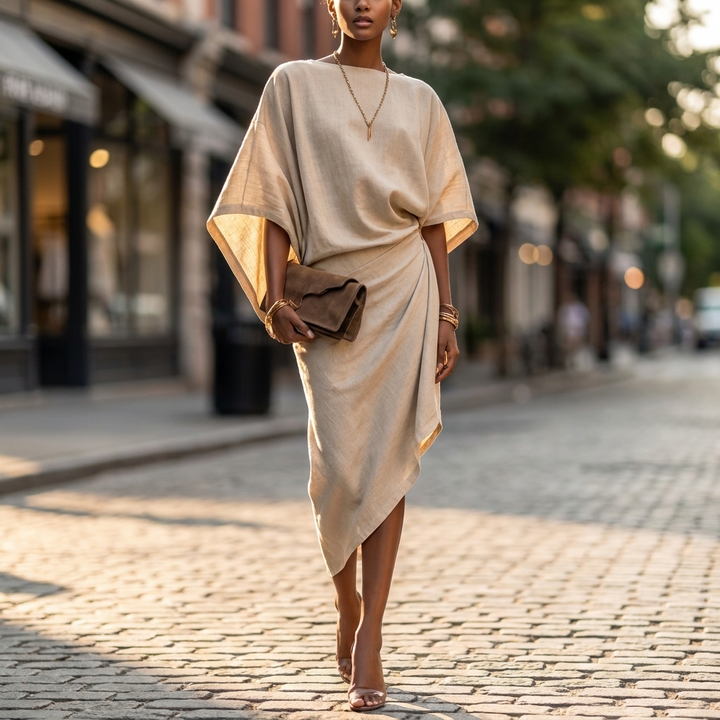 Zephira Batwing Sleeve Midi Dress