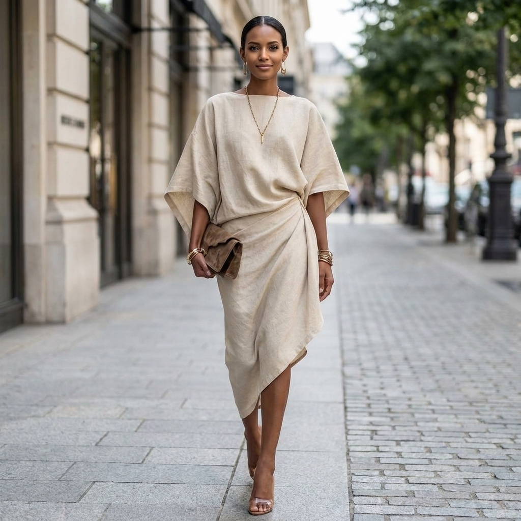 Zephira Batwing Sleeve Midi Dress