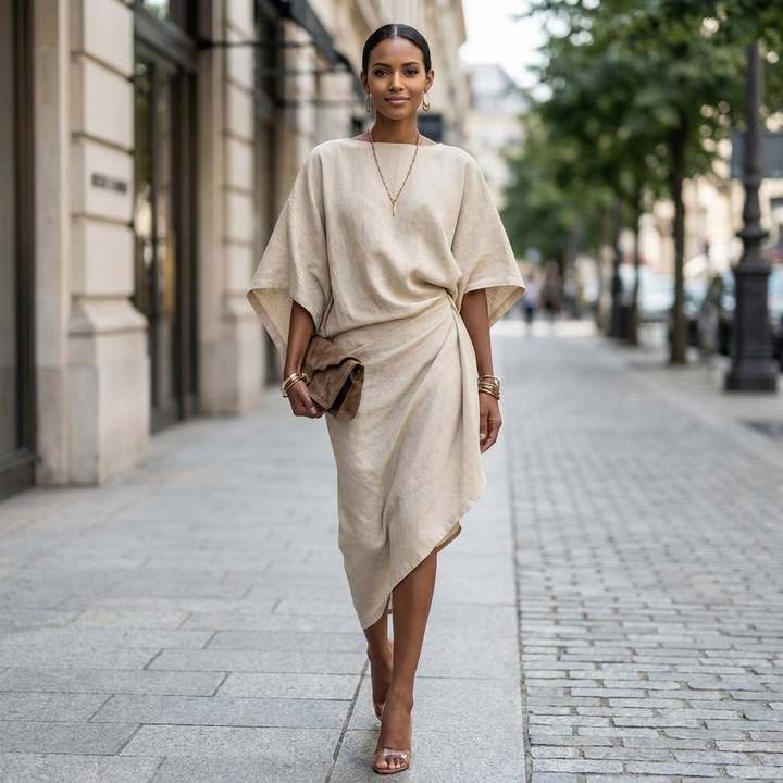 Zephira Batwing Sleeve Midi Dress