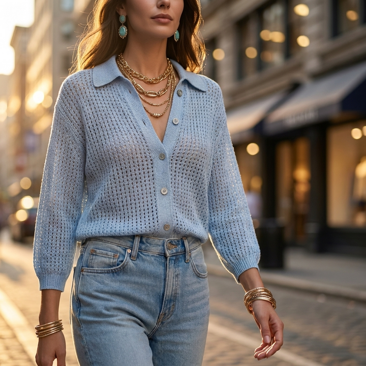 Beatrix Open Crochet Knit Cardigan