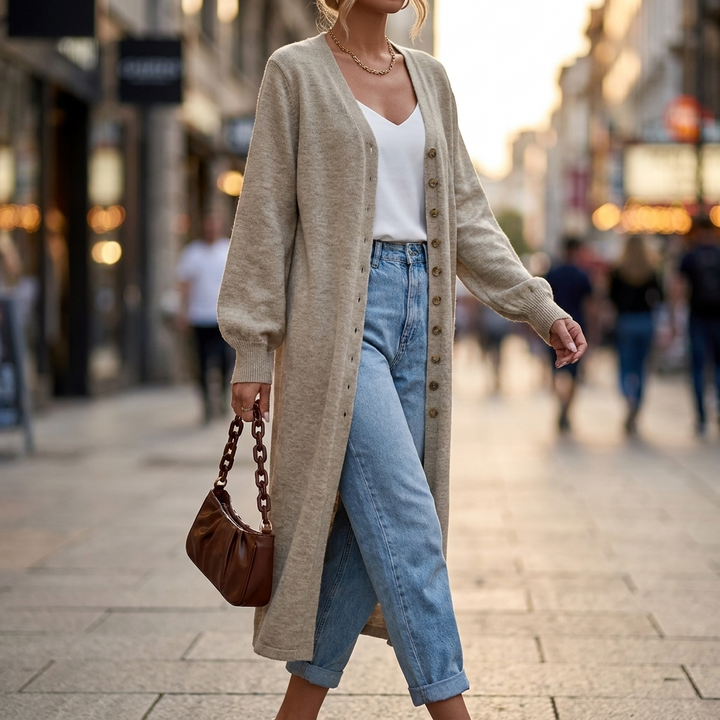 Elodie Long Ribbed Cardigan