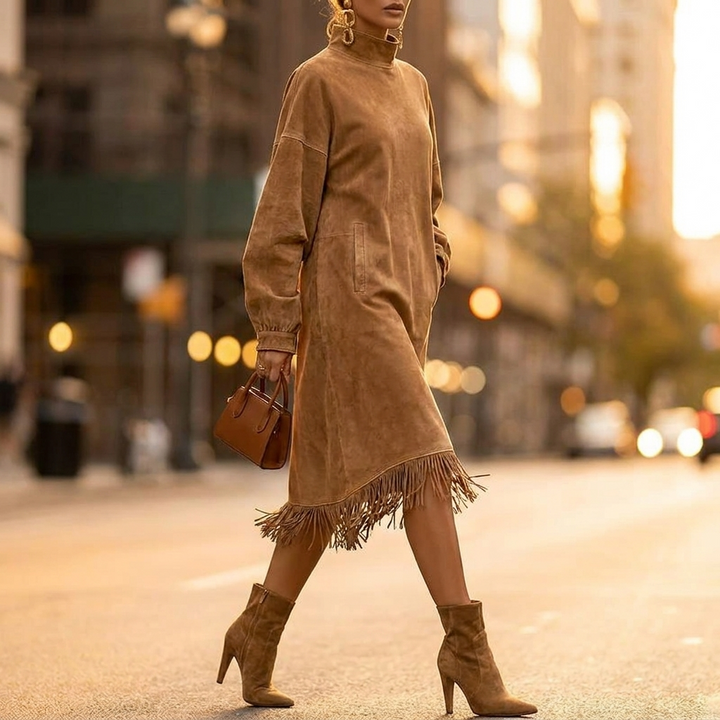Thalia Tassel Mock Neck Dress